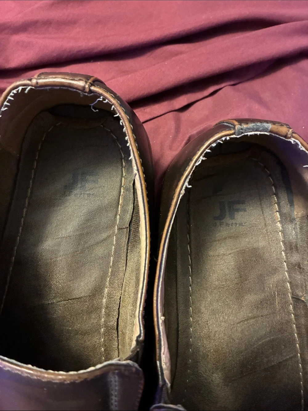 jf j.ferrar Men's Dark Brown Leather Slip-On Loafers
